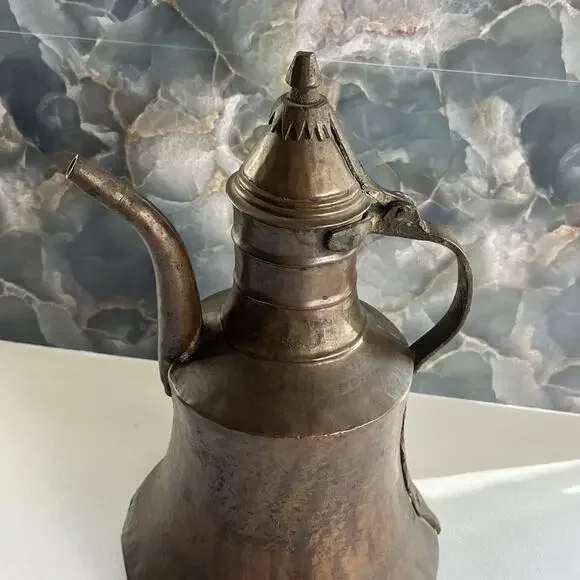 Vintage Hand Forged Lidded Coffee Urn Pitcher Copper Turkish Middle Eastern